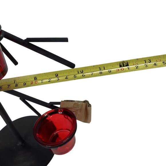 Black Metal Christmas Tree Candle Holder With Red Glass Votives - Picture 5 of 7